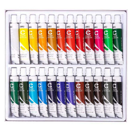 Set 24 culori acrilice Deli 12 ml