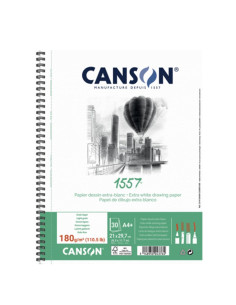 Bloc desen Canson 1557 180g A4, 30 file, spirală latura...