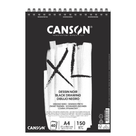 Bloc desen negru Canson XL Dessin Noir 150g A4, 40 file