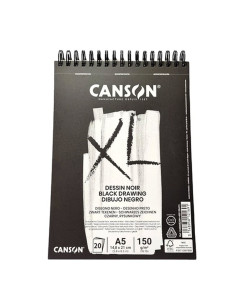 Bloc desen negru Canson XL Dessin Noir 150g A5, 20 file