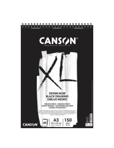 Bloc desen negru Canson XL Dessin Noir 150g A3, 40 file