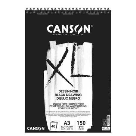 Bloc desen negru Canson XL Dessin Noir 150g A3, 40 file