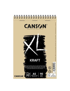 Bloc desen Kraft Canson XL 90g A5, 40 file