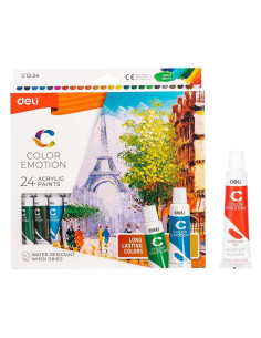 Set 24 culori acrilice Deli 12 ml