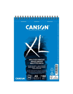Bloc Mixed Media Canson XL 160g A5, 30 file, spirală...