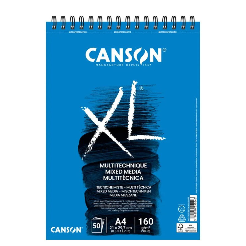 Bloc Mixed Media Canson XL 160g A4, 50 file,...