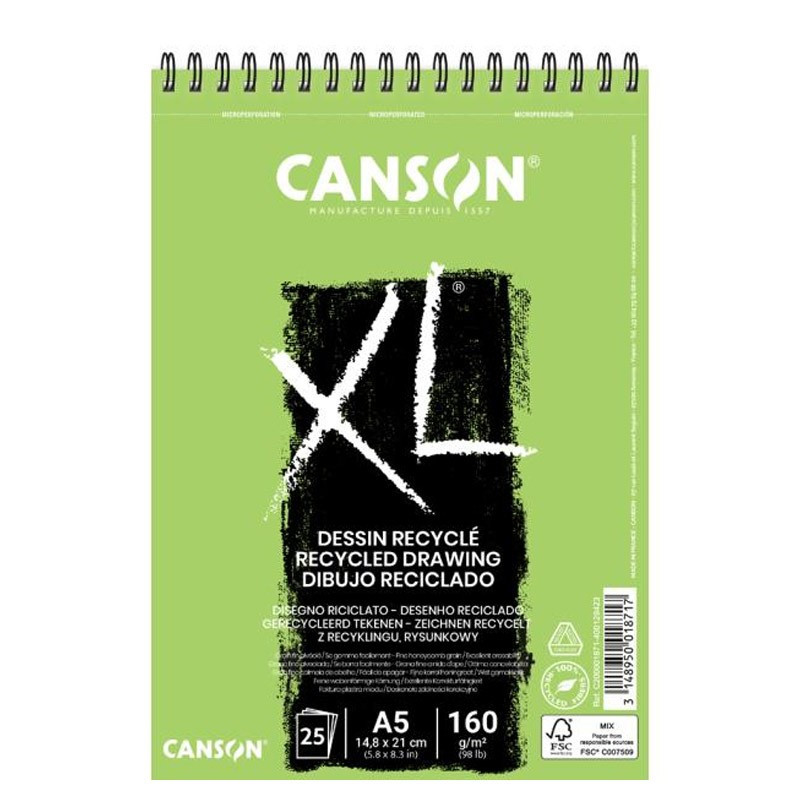 Bloc desen reciclat Canson XL Recycled 160g A5