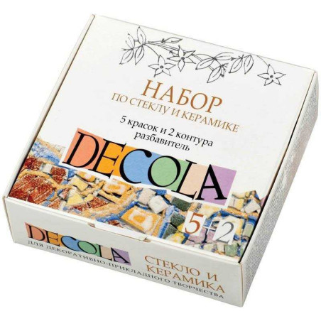 Set 5 culori sticlă și ceramică + 2 linere + diluant Decola 20 ml