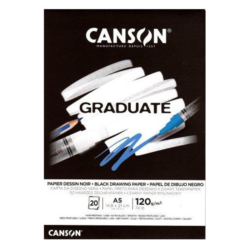 Bloc desen Black Canson Graduate 120g A5
