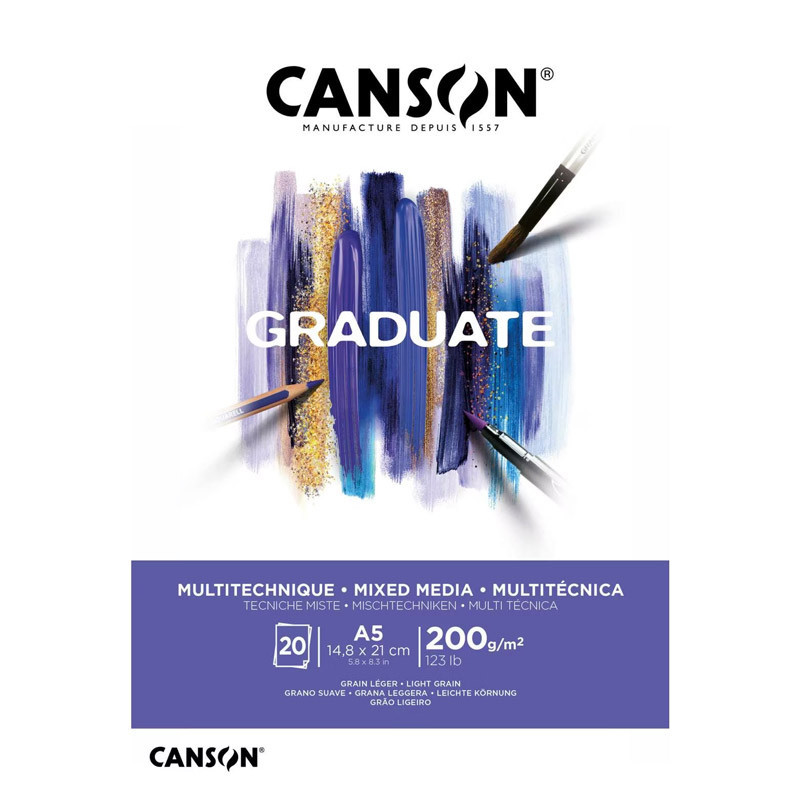 Bloc Mixed Media White Canson Graduate 200g A5