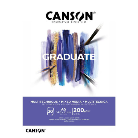 Bloc Mixed Media White Canson Graduate 200g A5