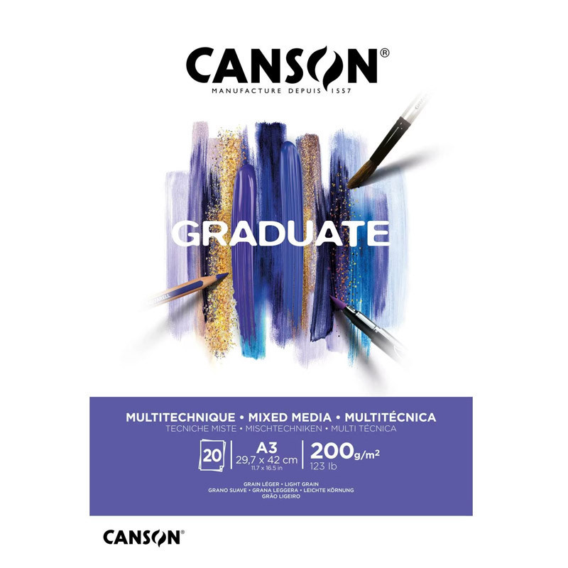 Bloc Mixed Media White Canson Graduate 200g A3