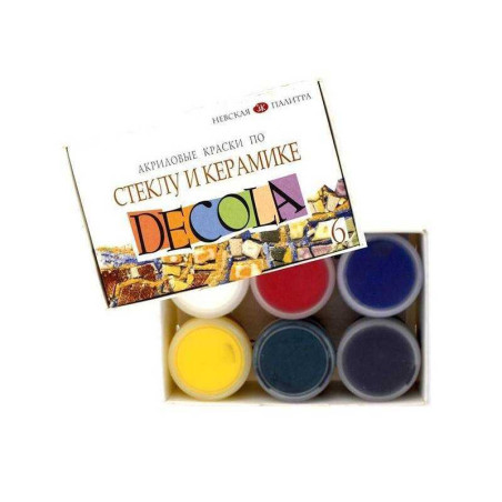 Set 6 culori sticlă și ceramică Decola 20 ml – acrilice pe bază de apă