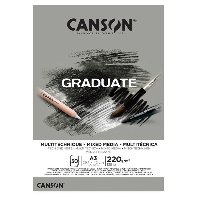 Bloc Mixed Media Grey Canson Graduate 220g A3