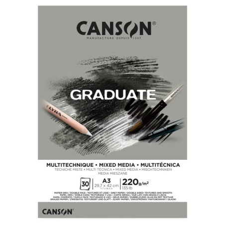 Bloc Mixed Media Grey Canson Graduate 220g A3