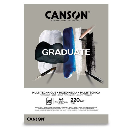 Bloc Mixed Media Grey Canson Graduate 220g A4