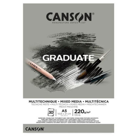 Bloc Mixed Media Grey Canson Graduate 220g A5