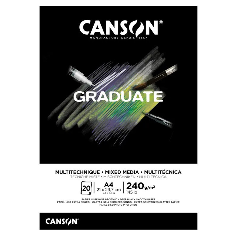 Bloc Canson Graduate Mixed Media Black A3 240 g/mp