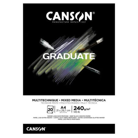 Bloc Canson Graduate Mixed Media Black A3 240 g/mp