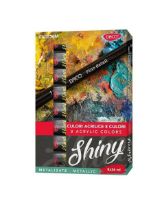 Set 8 culori acrilice metalizate DACO 36 ml