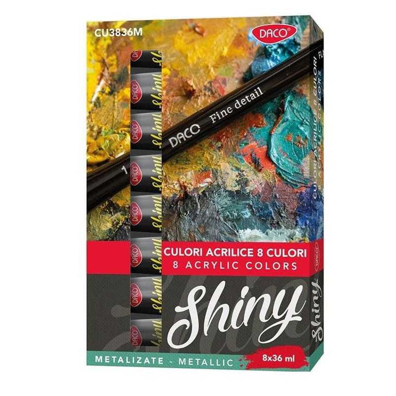 Set 8 culori acrilice metalizate DACO 36 ml