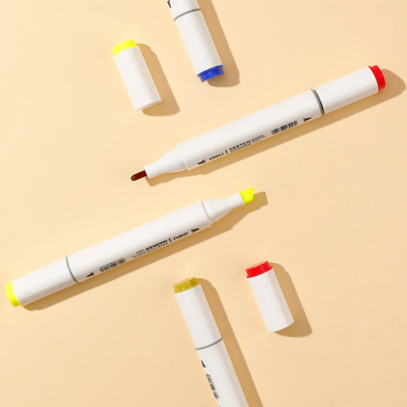 Set 36 markere sketching dual vârf 1 mm + vârf lat 7 mm Deli