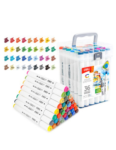 Set 36 markere sketching dual vârf 1 mm + vârf lat 7 mm Deli