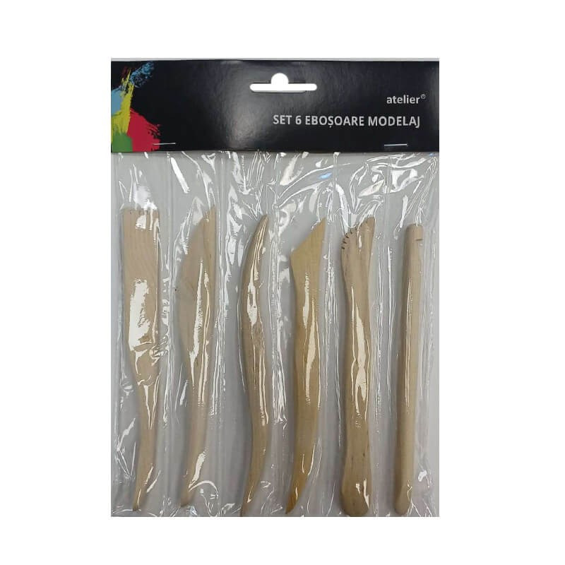 Set 6 ebosoare duble din lemn pentru modelaj...