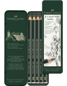 Set 5 creioane grafit Jumbo Faber-Castell 9000 HB–8B