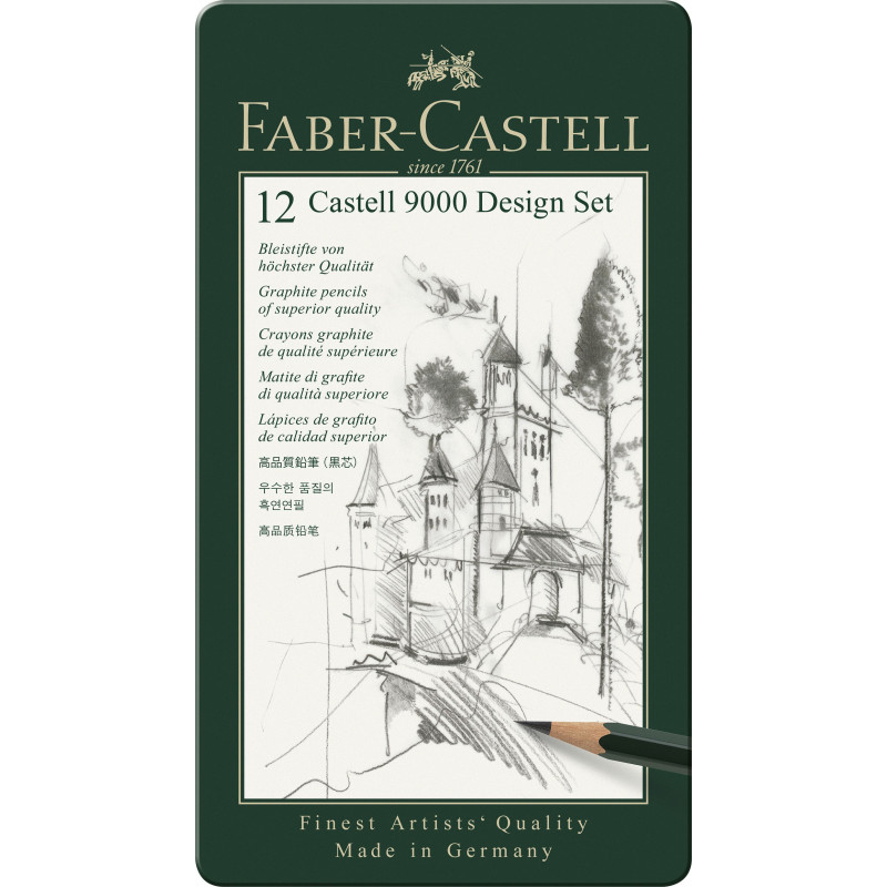 Set 12 creioane grafit Faber-Castell 9000 5H–5B