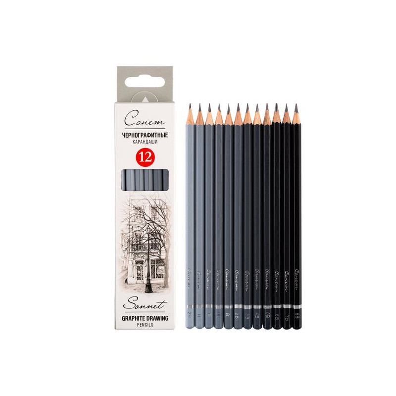 Set 12 creioane grafit Sonnet 2H–8B desen și...