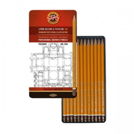 Set 12 creioane grafit Koh-I-Noor HB–10H tehnic