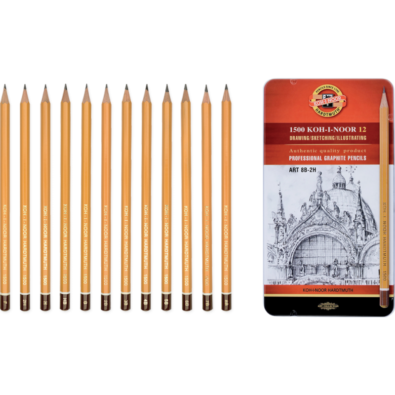 Set 12 creioane grafit Koh-I-Noor 8B–2H cutie...