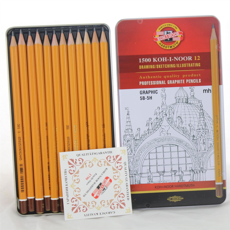 Set 12 creioane grafit Koh-I-Noor 5H–5B cutie...