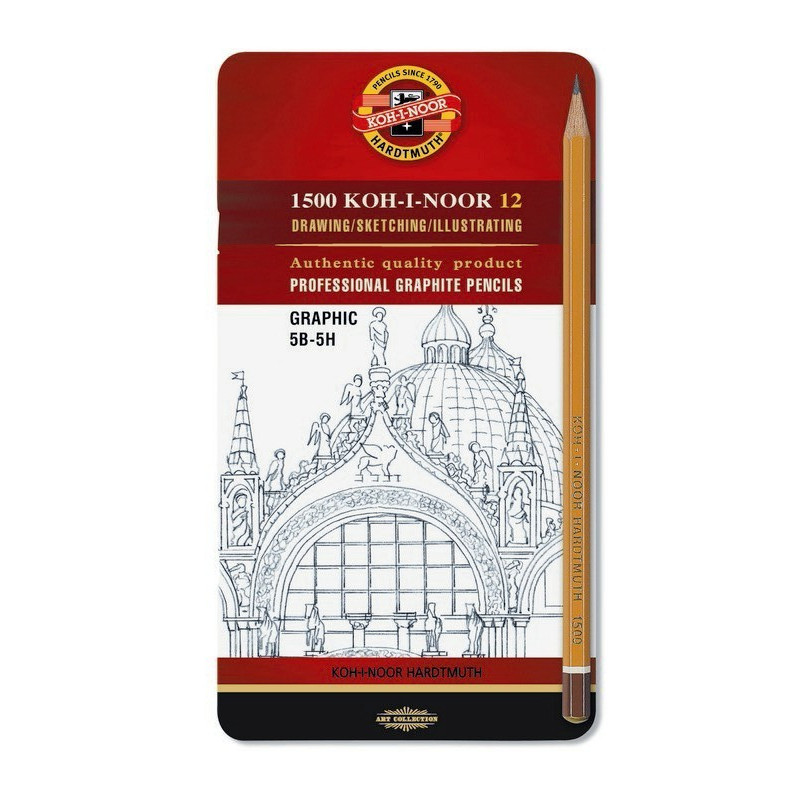 Set 12 creioane grafit Koh-I-Noor 5H–5B cutie...