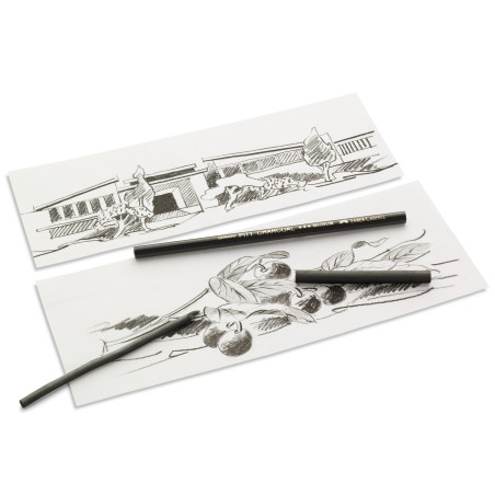 Set 6 batoane cărbune natural Faber-Castell Pitt 6–11 mm
