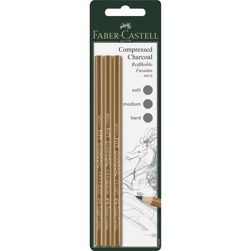 Set 3 creioane cărbune presat Faber-Castell...