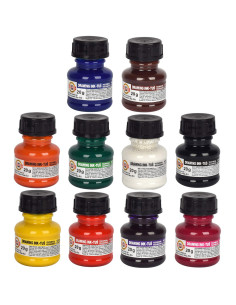 Set 10 tușuri colorate Koh-I-Noor 20 ml pentru desen