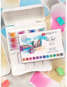 Set acuarele White Nights, 12 buc, culori pastel