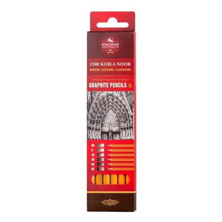 Set 6 creioane grafit Koh-I-Noor 1500 HB–8B