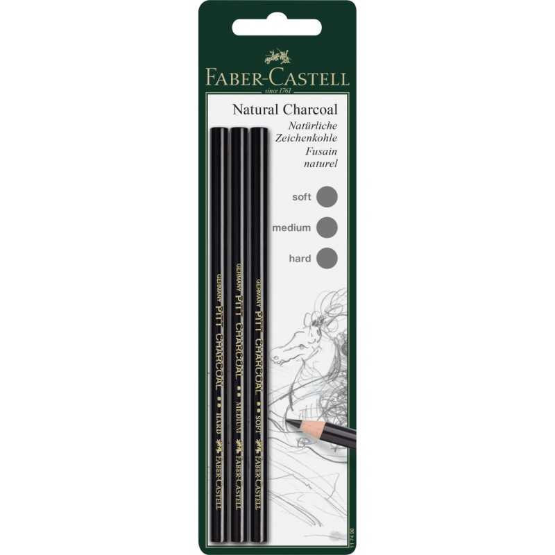 Set 3 creioane cărbune presat Faber-Castell...