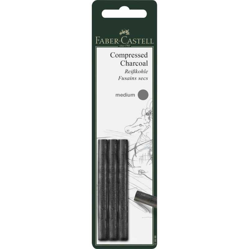 Set 3 cărbune presat medium Faber-Castell