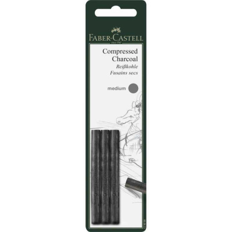 Set 3 cărbune presat medium Faber-Castell