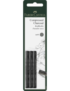 Set 3 cărbune presat soft Faber-Castell