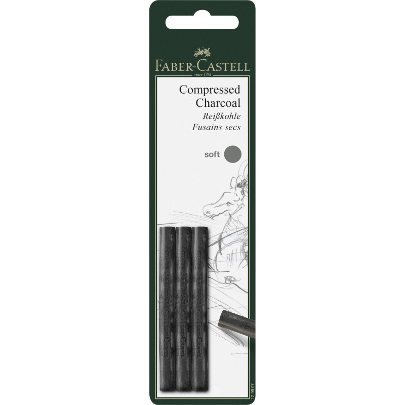 Set 3 cărbune presat soft Faber-Castell