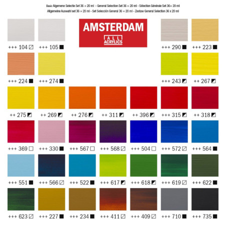 Set culori acrilice Amsterdam General Selection 36 x 20 ml