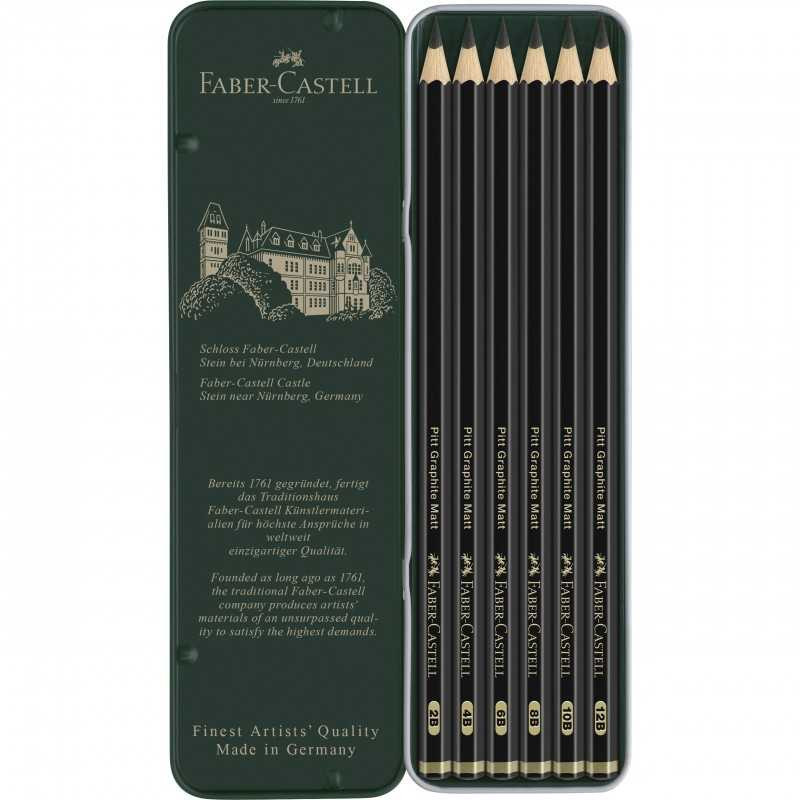 Set 6 creioane grafit Pitt Graphite Matt 2B–12B...