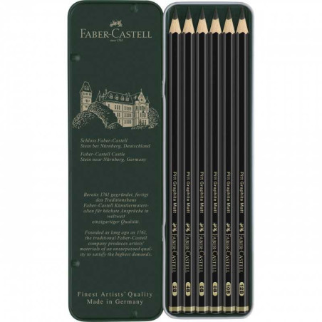 Set 6 creioane grafit Pitt Graphite Matt 2B–12B Faber-Castell