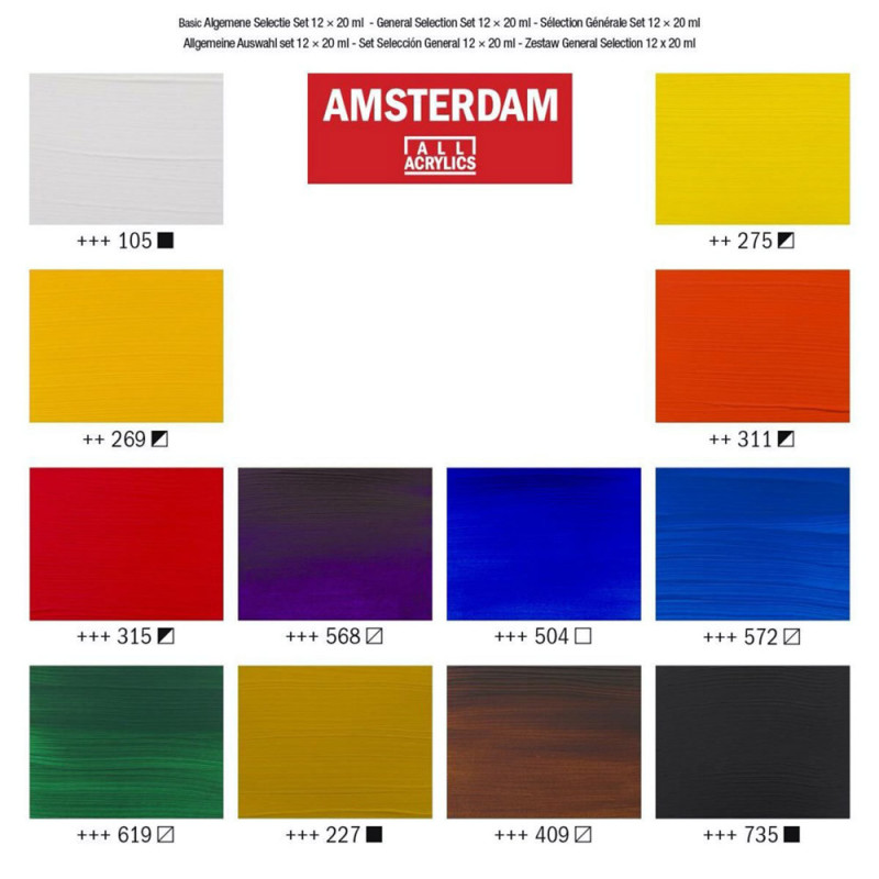Set culori acrilice Amsterdam 12 x 20 ml