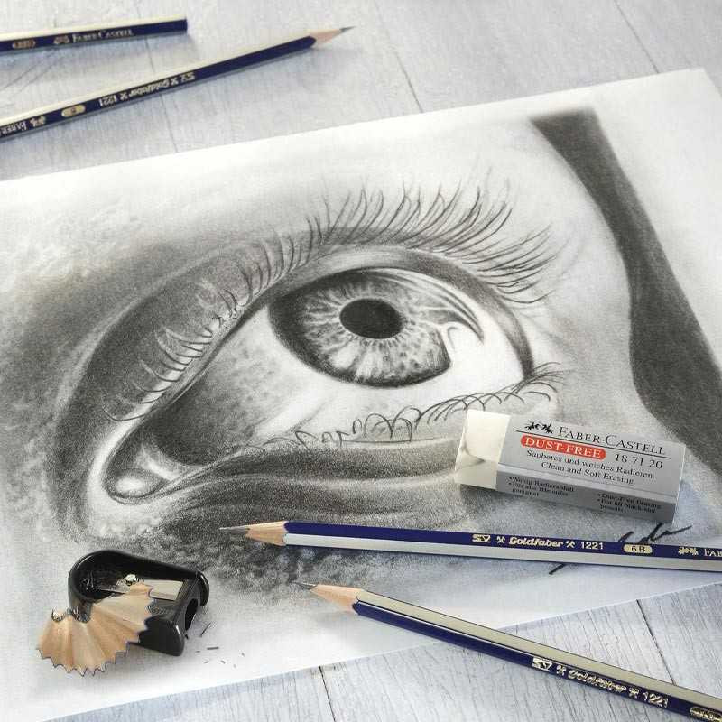 Set 6 creioane grafit Goldfaber + radieră și...